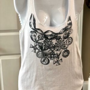 Mango 100% cotton white tank top sz M
